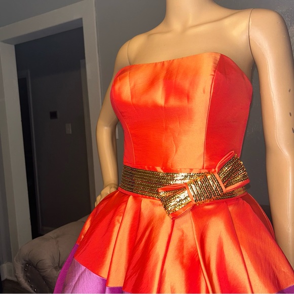 Love 16 Tangerine, Purple & Red Full Corset Strapless Prom Dress Size 02 - Picture 4 of 16